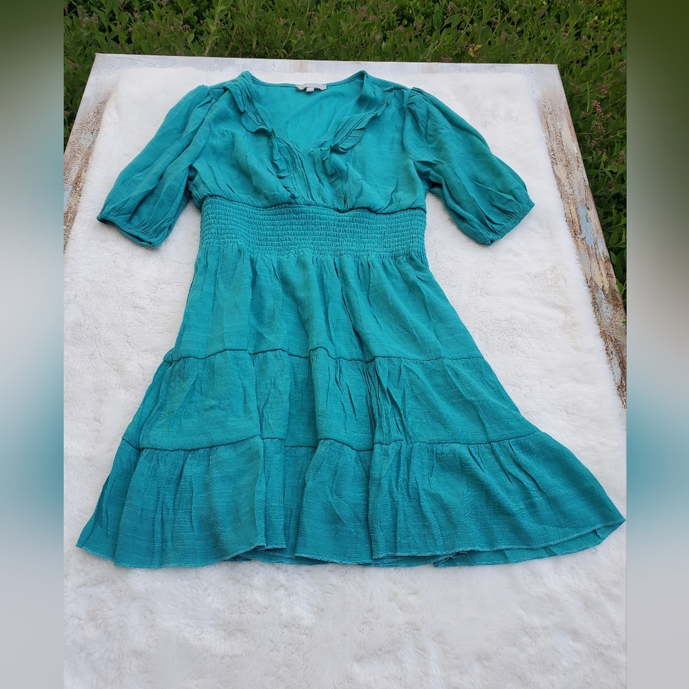Vibrant Teal J GEE Tiered Dress Size XL Petite